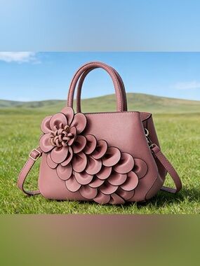 Elegant Floral Accent Women's Top-Handle Bag - Dusty Rose